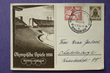 Ansichtskarte Künstler Georg Fritz AK Berlin 1936 Olympische Spiele Stadion Ganzsache Bildpostkarte